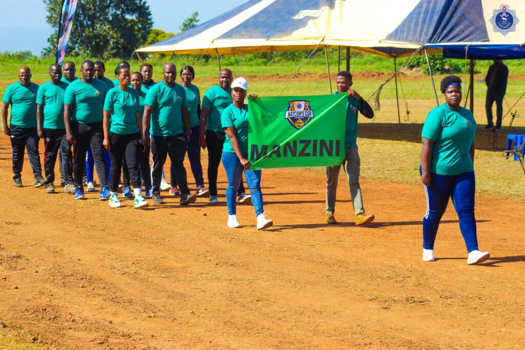 Police officers from various regions gather at Matsapha Police Academy for the launch of the NATCOM’s Cup tournament on 14 May 2025. Photo: Royal Eswatini Police Service