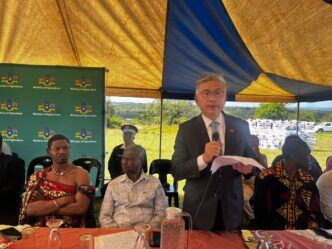 Minister of Agriculture Mandla Tshawuka and officials from the Embassy of the Republic of China (Taiwan) mark Taiwan’s E11 million support for the construction of the Sidvokodvo Dam. Photo by Embassy of the Republic of China (Taiwan) – Eswatini