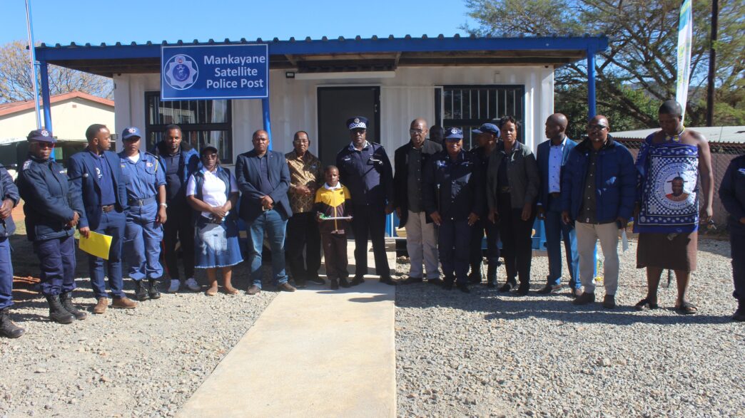 Community members and police officers gather for the official opening of the new Mankayane satellite Police Post