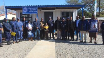 Community members and police officers gather for the official opening of the new Mankayane satellite Police Post