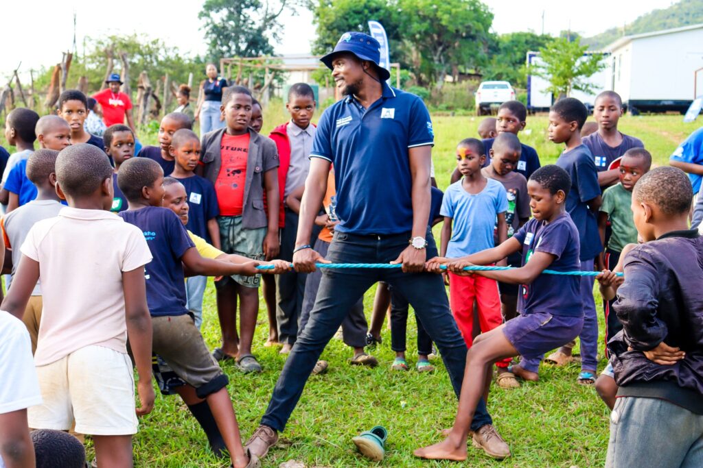 Boys from the Mbikwakhe community take part in fun and team-building activities during a Boy Child Fun Day held on Friday, 16 May 2025, under the Litfuba Ngelakho project supported by Kindernothilfe E.V.