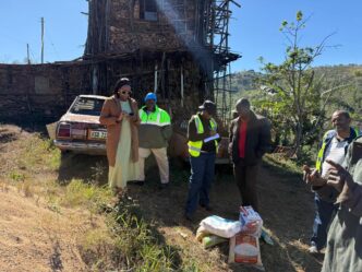 Officials from the Deputy Prime Minister’s Office and Eswatini Contractors Association assess Mlulami Dlamini’s property in KaMagele, Hlatsi, ahead of the planned construction of a new government-supported house.