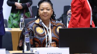 Eswatini’s Foreign Minister Pholile Shakantu at the EU-AU talks in Brussels. Photo: EU in Eswatini