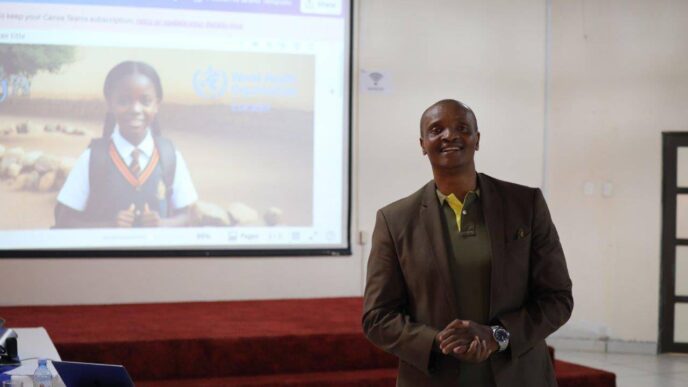 Sbu Mngadi delivers a session on AI-powered health communication during a training for health professionals at Sibane Sami Hotel. Photo: Stratcom