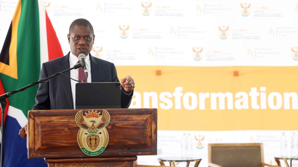 Deputy President Paul Mashatile delivers a keynote address at Business Breakfast engagement session and launch of the Transformation Fund at the Freedom Park Heritage Site and Museum in Pretoria. [Photo: GCIS]