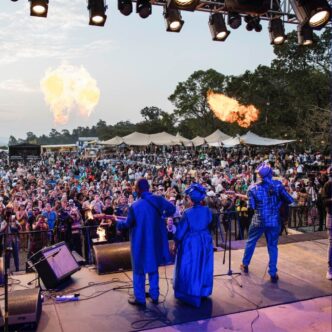 Festivalgoers dance under the stars during a main stage performance at a previous edition of MTN Bushfire