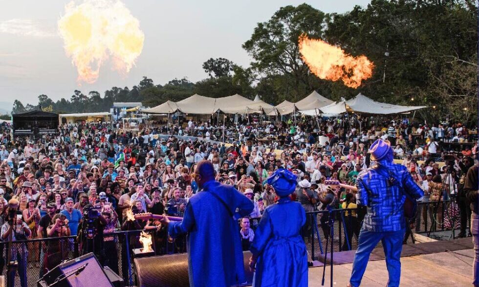 Festivalgoers dance under the stars during a main stage performance at a previous edition of MTN Bushfire