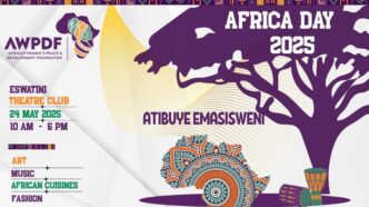 Flyer for the AWPDF Africa Day Food and Cultural Festival at Eswatini Theatre Club on 24 May 2025, celebrating African heritage and the call for reparations.