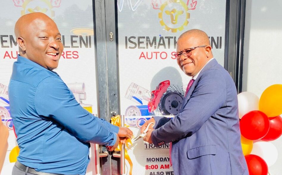 Director Nkhosinathi Khanyile and Minister of Commerce, Industry and Trade during the official launch of Isematholeni Auto Spares in Mbabane.