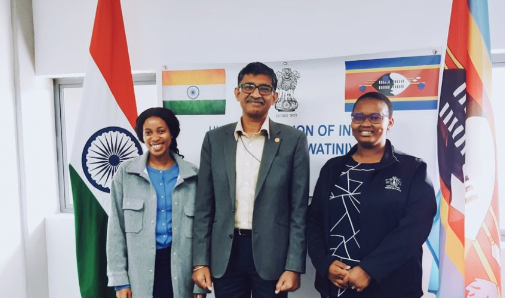 The High Commission of India in Mbabane congratulates Ms. Thandwa Dlamini and Ms. Precious Nobuhle from the Deputy Prime Minister’s Office on their selection for the ITEC course on Women and Enterprise Development at NIESBUD, India. Photo by High Commission of India – Mbabane