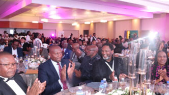 Prime Minister Russell Mmiso Dlamini and Minister of Commerce, Industry and Trade Manqoba Khumalo pictured with delegates at the inaugural Eswatini Investment Conference gala dinner held at Sharma House, Ezulwini.