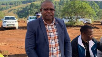 Minister of Commerce, Industry and Trade Manqoba Khumalo breaks ground at the Piggs Peak factory site, marking the start of a E135 million textile project expected to create over 1,000 jobs.