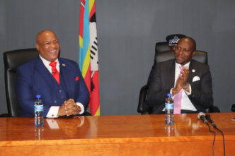 Pastor John Mark Burns meets Prime Minister Russell Mmiso Dlamini at the Private and Cabinet Office ahead of the faith-based leadership summit in Mbabane. Photo: Government of Eswatini