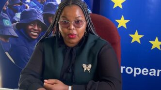 Hlengiwe Nkambule, member of the EU-Eswatini Youth Advisory Board, during her virtual participation in the AU-EU Youth Forum held ahead of the ministerial summit in Brussels. Photo: EU-Eswatini