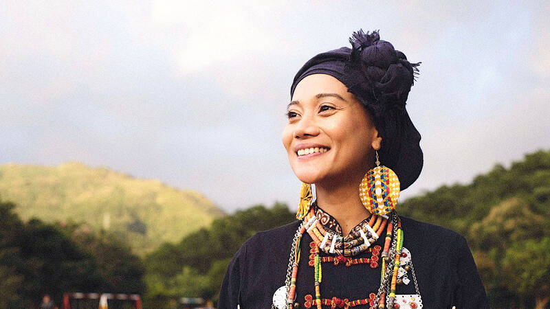 Indigenous singer Abao in traditional Paiwan clothing is pictured in an undated photograph provided for the Sunshine Island Vibe Festival in Kaohsiung in February. Photo courtesy of the Kaohsiung City Government