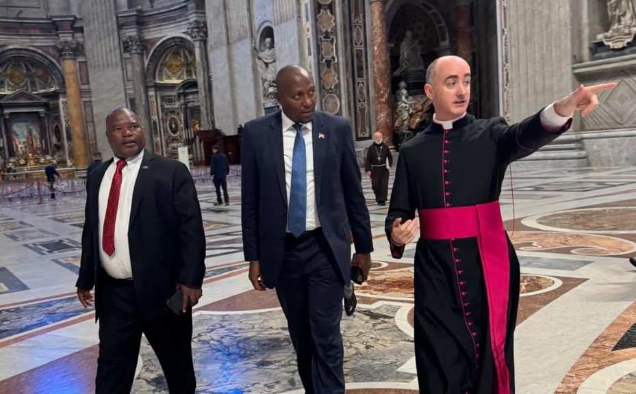 H.E. Russell Mmiso Dlamini and Mabulala Maseko arrive at St. Peter’s Square for the inauguration of Pope Leo XIV at the Vatican.