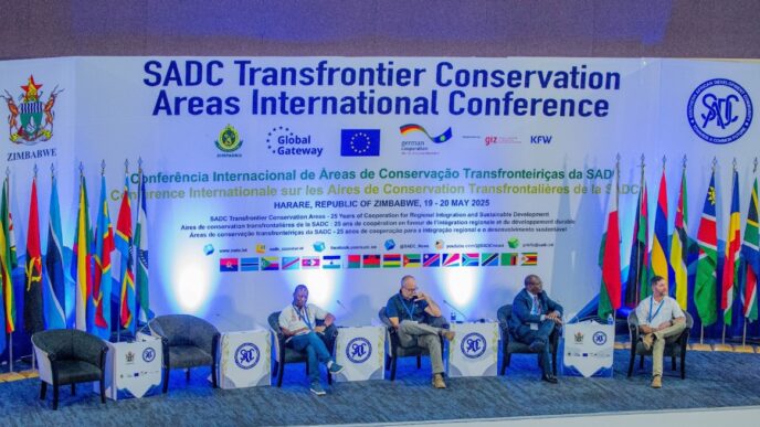 Panel discussion at the SADC TFCA International Conference focusing on community conservation and sustainable financing. Photo by SADC