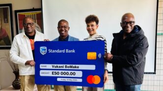 Representatives from Standard Bank Eswatini and Vukani BoMake pose during the official handover of a E50 000 donation on Friday, 16 May 2025