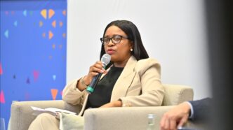 Futhi Tembe, CEO of the Eswatini National Provident Fund, engages in dialogue during the 6th Annual Africa Pension Funds and Retirement Summit held from May 13–16, 2025, in Casablanca, Morocco, where she was one of the key invited speakers.