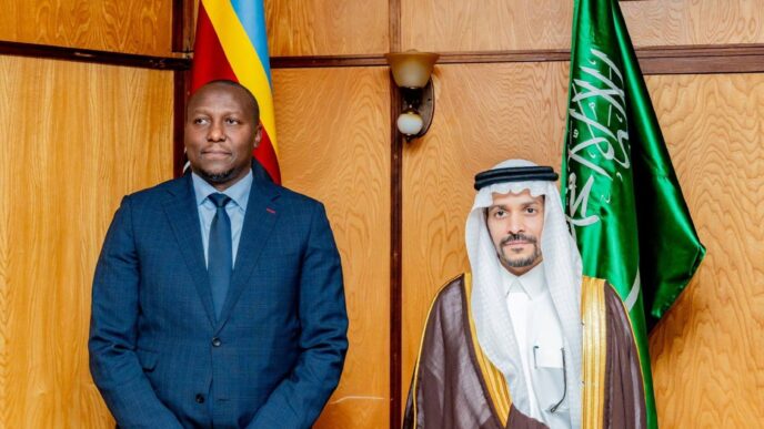 rime Minister Russell Mmiso Dlamini meets the Ambassador of Saudi Arabia, H.E. Faisal bin Falah Al Harbi, during a courtesy visit at the Private and Cabinet Office in Mbabane.