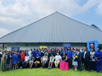 Stakeholders from government, education and development partners join learners during the launch of the Child Online Safety Guidelines in Mbabane Photo by: Ministry of ICT
