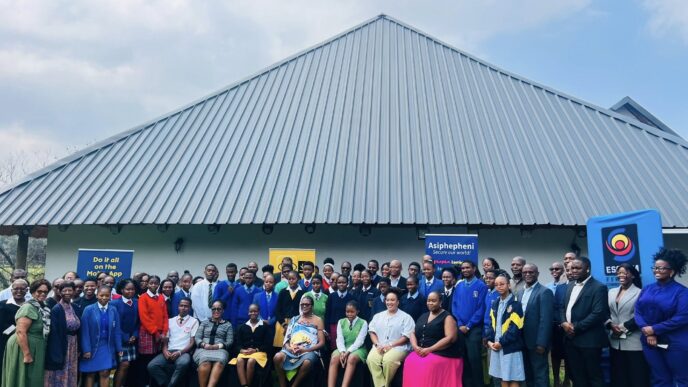 Stakeholders from government, education and development partners join learners during the launch of the Child Online Safety Guidelines in Mbabane Photo by: Ministry of ICT