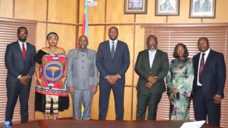 Prime Minister Russell Mmiso Dlamini with the newly appointed SADC University of Transformation Board members after the commissioning ceremony.