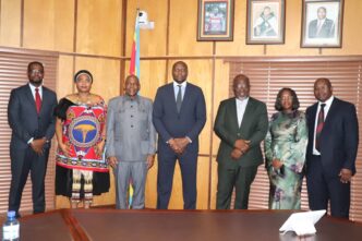 Prime Minister Russell Mmiso Dlamini with the newly appointed SADC University of Transformation Board members after the commissioning ceremony.