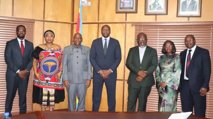 Prime Minister Russell Mmiso Dlamini with the newly appointed SADC University of Transformation Board members after the commissioning ceremony.