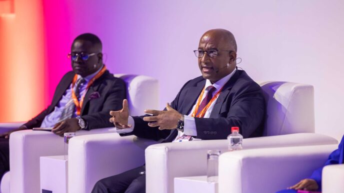 Central Bank Governor Dr Phil Mnisi during a panel discussion on capital market reforms in Cape Town, South Africa, where he announced Eswatini’s inaugural retail bond initiative.