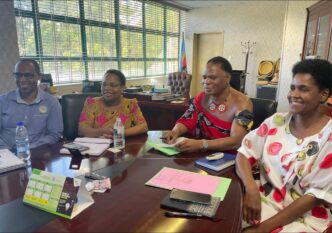 HRH Prince Lonkhokhela seated with top officials from the Ministry of Natural Resources and Energy during a briefing on the fuel supply situation.