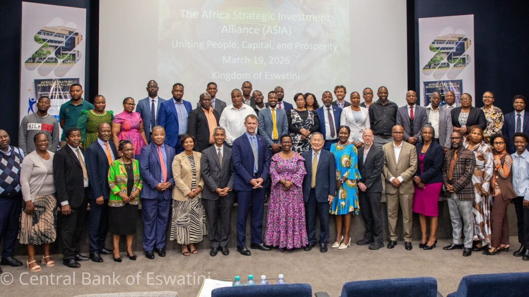 CBE Director of Operations Beverly Mavuso with AfSIA Advisory Council members during the meeting at the Eswatini Revenue Services Auditorium.