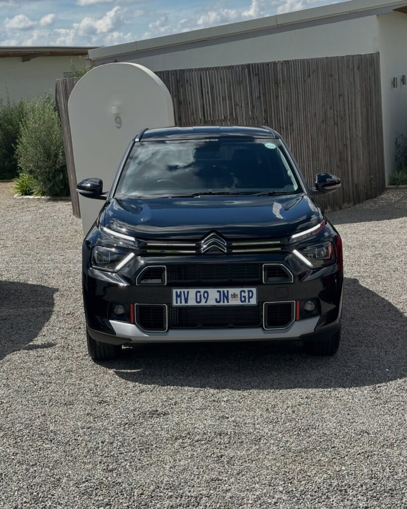 The Citroën Basalt SUV-coupé showcasing its bold upright front end and LED projector headlamps. Photo by Khulekani on Wheels.
