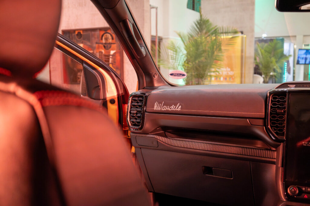 The one-of-a-kind Ford Ranger Wildtrak X featuring Nelson Mandela’s official signature, unveiled to support the Nelson Mandela Children’s Fund. Photo: Ford South Africa
