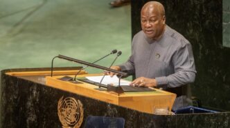 Ghanaian President H.E. John Dramani Mahama addressing the UN General Assembly on reparatory justice, calling for recognition of the transatlantic slave trade as the gravest crime against humanity. Photo: UN News