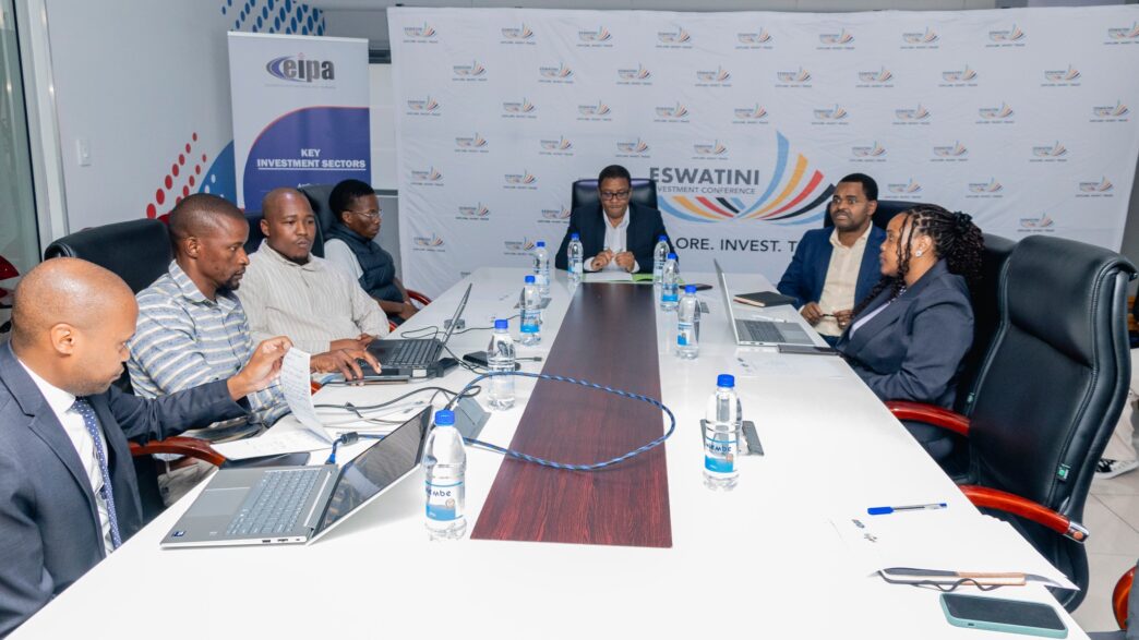 Mr. Sibani Mngomezulu, CEO of EIPA, addressing participants during the launch of the Eswatini Investment Conference website in Mbabane.