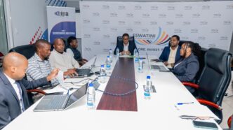 Mr. Sibani Mngomezulu, CEO of EIPA, addressing participants during the launch of the Eswatini Investment Conference website in Mbabane.