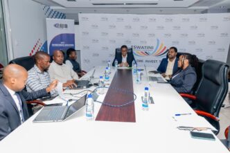Mr. Sibani Mngomezulu, CEO of EIPA, addressing participants during the launch of the Eswatini Investment Conference website in Mbabane.