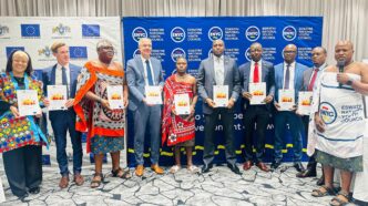 Prime Minister Russell Mmiso Dlamini, Minister Bongani Nzima, EU Ambassador Karsten Mecklenburg and youth representatives pose for a group photo during the launch of the National Youth Development Coordination Framework in Mbabane.