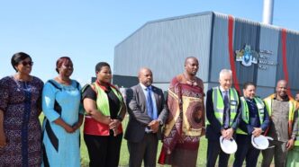 Prime Minister Russell Mmiso Dlamini poses with visiting diplomats and senior government officials during the commissioning of the Matsapha Healthcare Waste Management Plant in Matsapha.