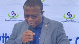 Honourable Minister Manqoba Khumalo delivering his keynote address during the World Consumer Rights Day 2026 commemoration at Motjane Inkhundla.
