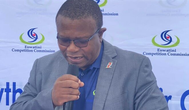 Honourable Minister Manqoba Khumalo delivering his keynote address during the World Consumer Rights Day 2026 commemoration at Motjane Inkhundla.