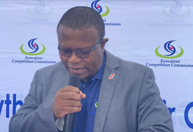 Honourable Minister Manqoba Khumalo delivering his keynote address during the World Consumer Rights Day 2026 commemoration at Motjane Inkhundla.