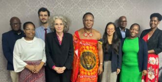 Minister HRH Prince Lonkhokhela with Ms. Valérie Alexis and the French Development Agency delegation during discussions on energy and water sector cooperation in Eswatini.