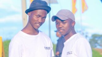 Fanson and Triple Z pose together ahead of the release of their new single “Halala Ngayé” in Sithobelweni.
