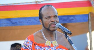 His Majesty King Mswati III delivers remarks during the official opening of Nsulutane Property Hotel in Hlane. Photo: Eswatini Daily Digest.