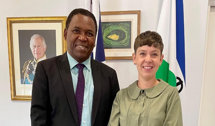 Mrs Martine Sobey, British High Commissioner to Lesotho, and Hon MP Makhalanyane. Photo by British High Commission in Lesotho