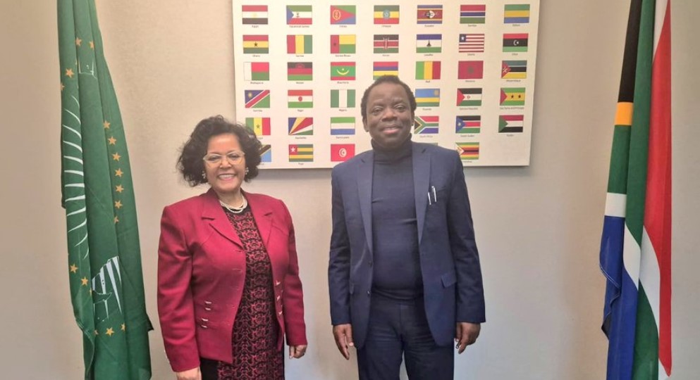 Acting Nigerian High Commissioner to South Africa H E Ambassador Alexander Temitope Ajayi during a courtesy visit to the NEPAD Agency offices, where he met CEO H E Nardos Bekele Thomas and senior representatives to discuss areas of cooperation. Photo X NEPAD Agency
