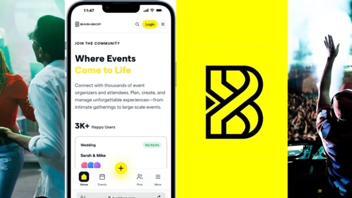 The Bashbop dashboard showing AI-assisted event creation, RSVP tracking and vendor management tools.