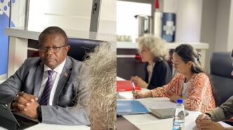 Minister Manqoba Khumalo with Agence Française de Développement representatives during discussions on investment and development opportunities in Mbabane.